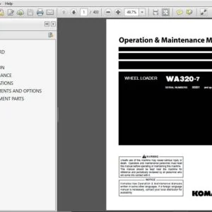 Komatsu WA320-7 Wheel Loader Operation & Maintenance Manual SN 80001 and up - PDF DOWNLOAD