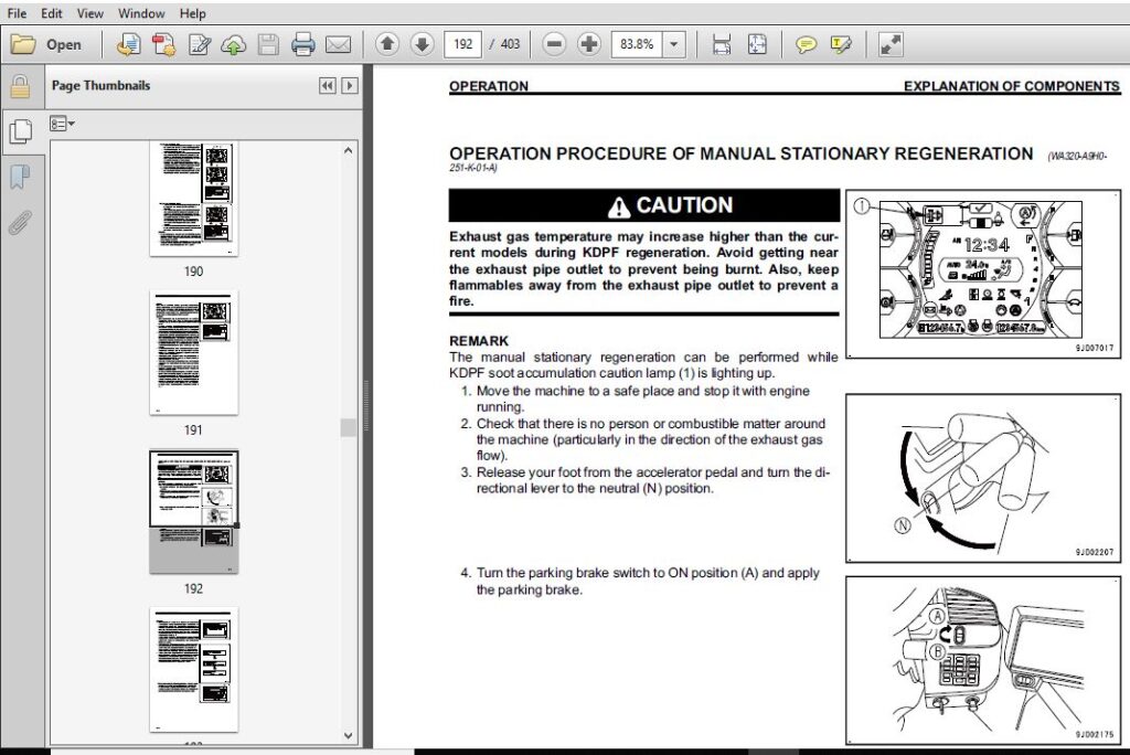 Komatsu WA320-7 Wheel Loader Operation & Maintenance Manual SN 80001 ...