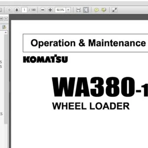 Komatsu WA380-1 Wheel Loader Operation & Maintenance Manual SN 10001 and up - PDF DOWNLOAD
