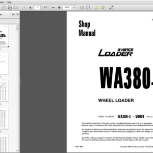 Komatsu WA380-3 Avance Loader Wheel Loader Shop Manual SEBM006104 - PDF DOWNLOAD
