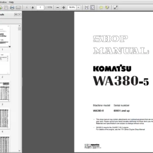 Komatsu WA380-5  Wheel Loader Shop Manual 60001 and up - PDF DOWNLOAD