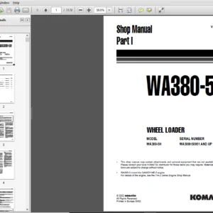 Komatsu WA380-5H Wheel Loader Shop Manual (PART I) VEBM920100 - PDF DOWNLOAD