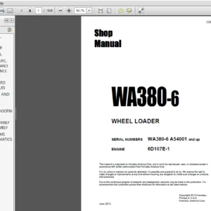 Komatsu WA380-6 WHEEL LOADER Service Repair Manual - PDF Download
