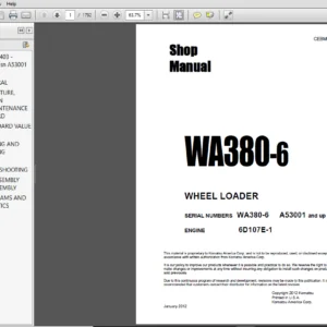 Komatsu WA380-6 WHEEL LOADER Service Repair Manual - PDF Download