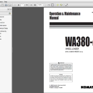 Komatsu WA380-6H Wheel Loader Operation & Maintenance Manual - PDF Download