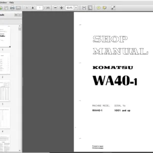 Komatsu WA40-1 Wheel Loader Shop Manual 1001 and up - PDF DOWNLOAD