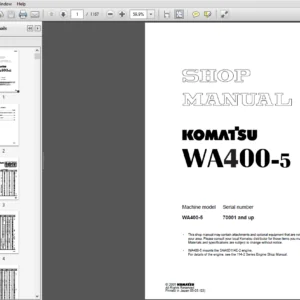 Komatsu WA400-5 70001 and up Wheel Loader Shop Manual - PDF DOWNLOAD