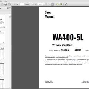 Komatsu WA400-5L WHEEL LOADER SERVICE REPAIR MANUAL (SN: A40001 & up) - PDF Download