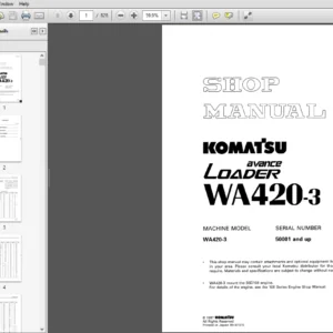 Komatsu WA420-3 Avance Loader  Wheel Loader Shop Manual 50001 and up - PDF DOWNLOAD