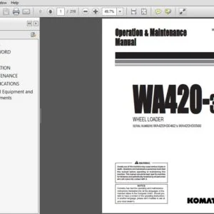Komatsu WA420-3H Wheel Loader Operation & Maintenance Manual SN WA420H30462 to WA420H30566 - PDF DOWNLOAD