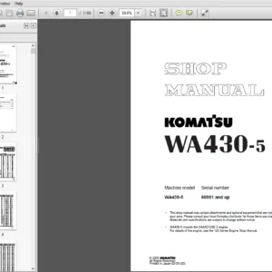 Komatsu WA430-5  Wheel Loader Shop Manual 60001 and up - PDF DOWNLOAD