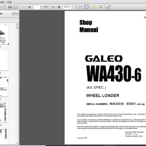 Komatsu WA430-6 Galeo Wheel Loader Service Repair Manual  (SEN00837-03) - PDF DOWNLOAD