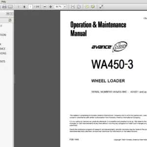 Komatsu WA450-3 Wheel Loader Operation & Maintenance Manual A31001 and up - PDF DOWNLOAD