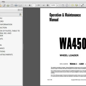 Komatsu WA450-3 Wheel Loader Operation & Maintenance Manual SN 53001 and up - PDF DOWNLOAD