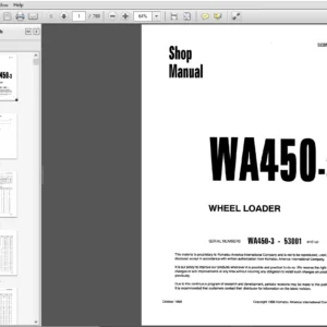 Komatsu WA450-3 Wheel Loader Shop Manual 53001 and up - PDF DOWNLOAD