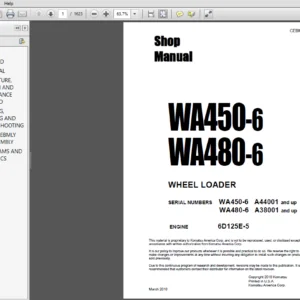 Komatsu WA450-6 WA480-6 Wheel Loader Shop Manual CEBM018601 - PDF DOWNLOAD
