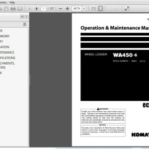 Komatsu WA450-6 Wheel Loader Operation & Maintenance Manual SN 66001 And Up - PDF DOWNLOAD