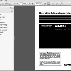 Komatsu WA470-5 Wheel Loader Operation & Maintenance Manual SN 80613 and up - PDF DOWNLOAD
