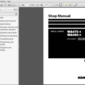 Komatsu WA470-6, WA480-6  Wheel Loader Shop Manual SEN00783-07 - PDF DOWNLOAD