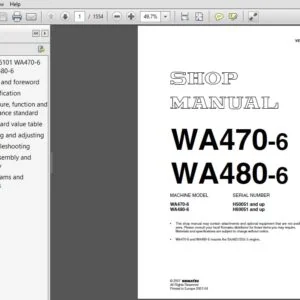 Komatsu WA470-6, WA480-6  Wheel Loader Shop Manual VEBM94610 - PDF DOWNLOAD