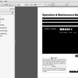 Komatsu WA480-6 Wheel Loader Operation & Maintenance Manual SN 85001 And Up - PDF DOWNLOAD