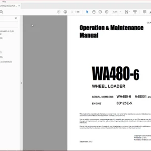 Komatsu WA480-6 Wheel Loader Operation & Maintenance Manual SN A48001 And Up - PDF DOWNLOAD