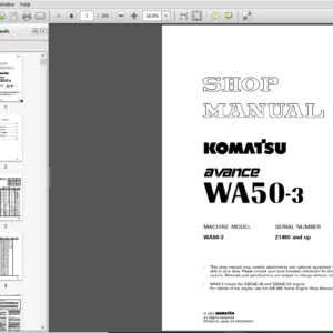 Komatsu WA50-3 Avance Wheel Loader Shop Manual 21450 and up - PDF DOWNLOAD