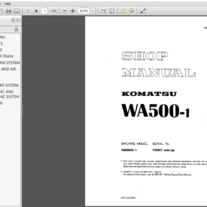Komatsu WA500-1 Wheel Loader Service Repair Manual - PDF Download