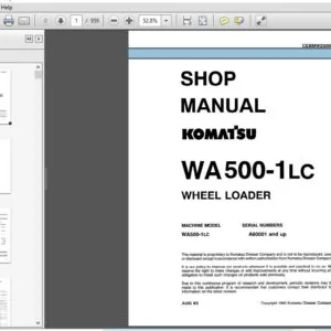 Komatsu WA500-1LC Wheel Loader Shop Manual CEBMW25050 - PDF DOWNLOAD