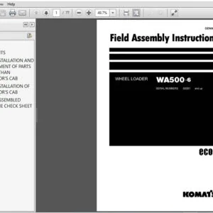 Komatsu WA500-6 Wheel Loader Field Assembly Instruction Manual SN 55001 and up - PDF DOWNLOAD