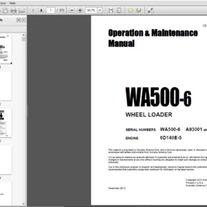 Komatsu WA500-6 Wheel Loader Operation & Maintenance Manual A93001 and up - PDF DOWNLOAD