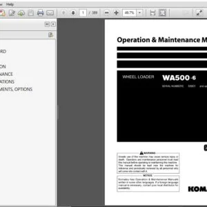 Komatsu WA500-6 Wheel Loader Operation & Maintenance Manual SN 55001 And Up - PDF DOWNLOAD