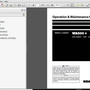 Komatsu WA500-6 Wheel Loader Operation & Maintenance Manual SN 55376 And Up - PDF DOWNLOAD