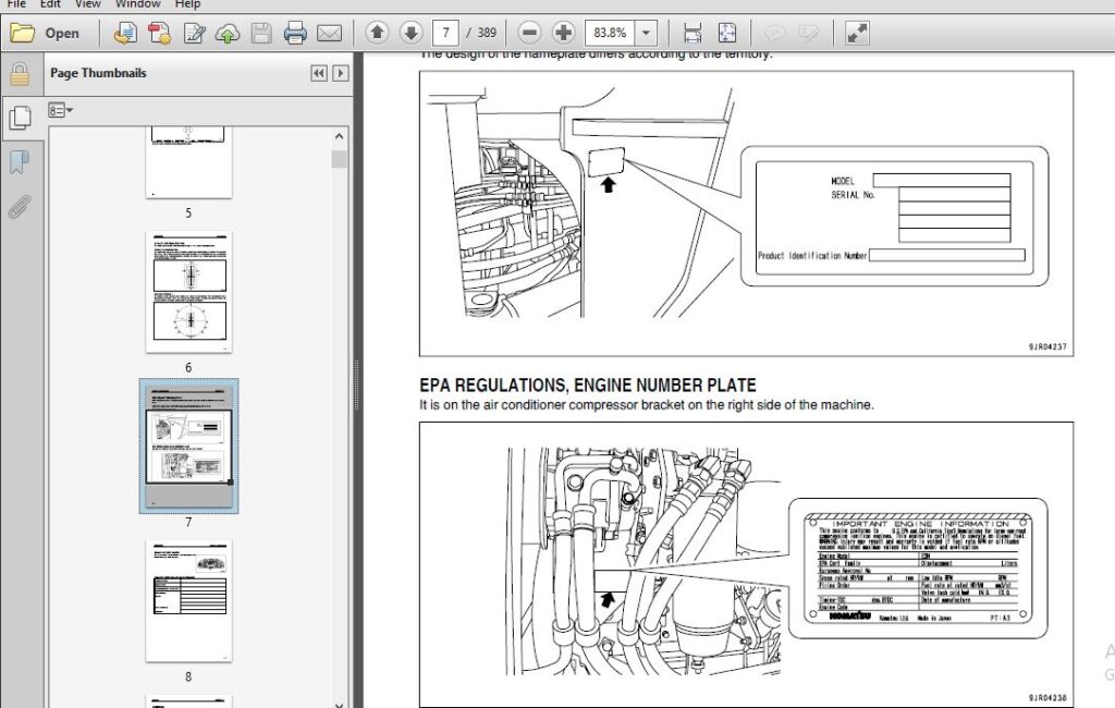 Komatsu WA500-6 Wheel Loader Operation & Maintenance Manual SN 55544 ...