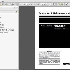 Komatsu WA500-7 Wheel Loader Operation & Maintenance Manual SN 10001 and up - PDF DOWNLOAD