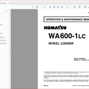 Komatsu WA600-1Lc Wheel Loader Operation & Maintenance Manual SN A50001 And Up - PDF DOWNLOAD