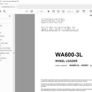Komatsu WA600-3L Wheel Loader Shop Manual A52001 and up - PDF DOWNLOAD