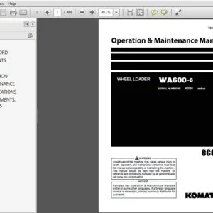 Komatsu WA600-6 Wheel Loader Operation & Maintenance Manual SN 60361 and up - PDF DOWNLOAD