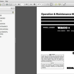 Komatsu WA600-6 Wheel Loader Operation & Maintenance Manual 60436 and up - PDF DOWNLOAD