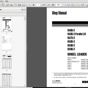 Komatsu WA65-3 Parallel Lift, WA75-3, WA85-3, WA90-3, WA95-3 Wheel Loader Shop Manual - PDF DOWNLOAD