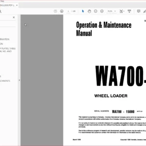 Komatsu WA700-1 Wheel Loader Operation & Maintenance Manual SN 15000 And Up - PDF DOWNLOAD