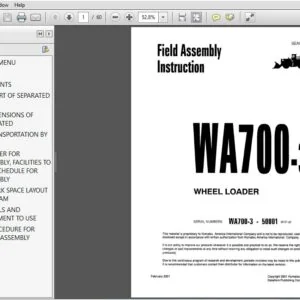 Komatsu WA700-3 Wheel Loader Field Assembly Instruction Manual SN 50001 and up - PDF DOWNLOAD