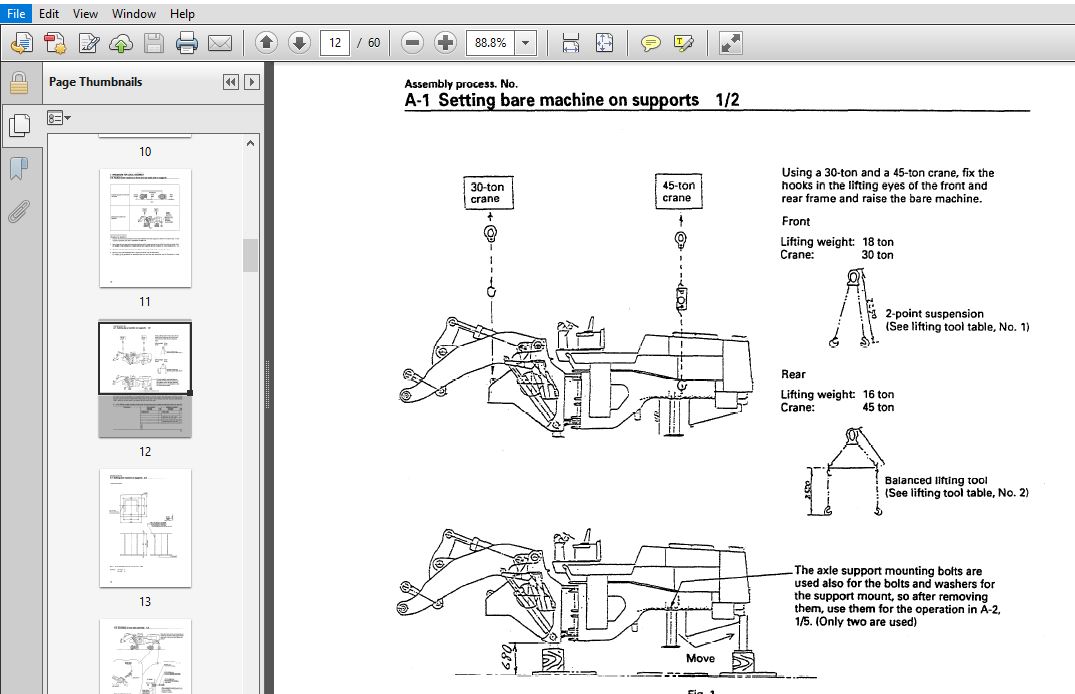 Komatsu WA700-3 Wheel Loader Field Assembly Instruction Manual SN 50001