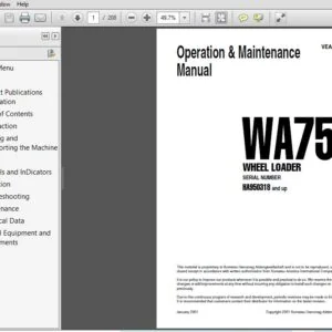 Komatsu WA75-3 Wheel Loader Operation & Maintenance Manual HA950318 and up - PDF DOWNLOAD