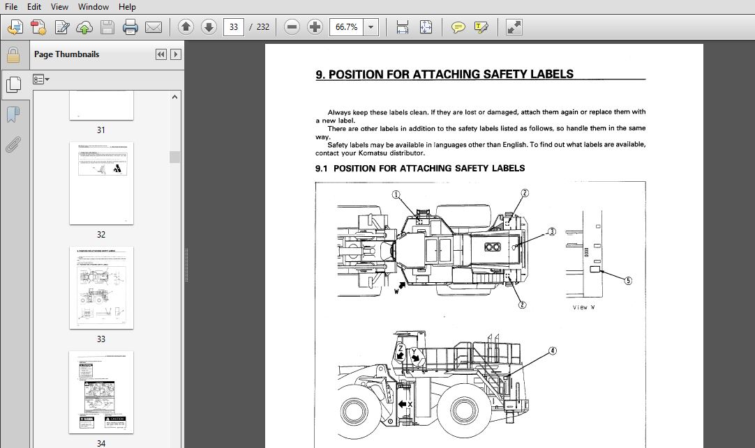 Komatsu WA800-2 Wheel Loader Operation & Maintenance Manual SN 10710