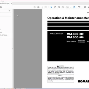 Komatsu WA800-3E0, WA900-3E0 Wheel Loader Operation & Maintenance Manual SN 70075, 60207 and up - PDF DOWNLOAD