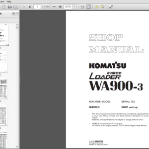 Komatsu WA900-3 Avance Loader  Wheel Loader Shop Manual 50001 and up - PDF DOWNLOAD