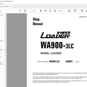 Komatsu WA900-3LC Avance Loader Wheel Loader Shop Manual A50001 and up - PDF DOWNLOAD