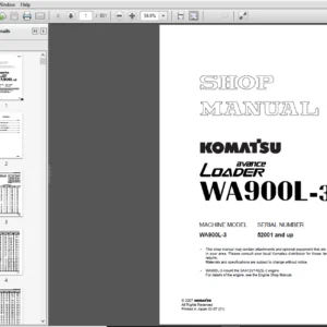 Komatsu WA900L-3 Avance Loader Wheel Loader Shop Manual 52001 and up  - PDF DOWNLOAD
