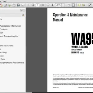 Komatsu WA95-3 Wheel Loader Operation & Maintenance Manual SN Ha980118 And Up - PDF DOWNLOAD
